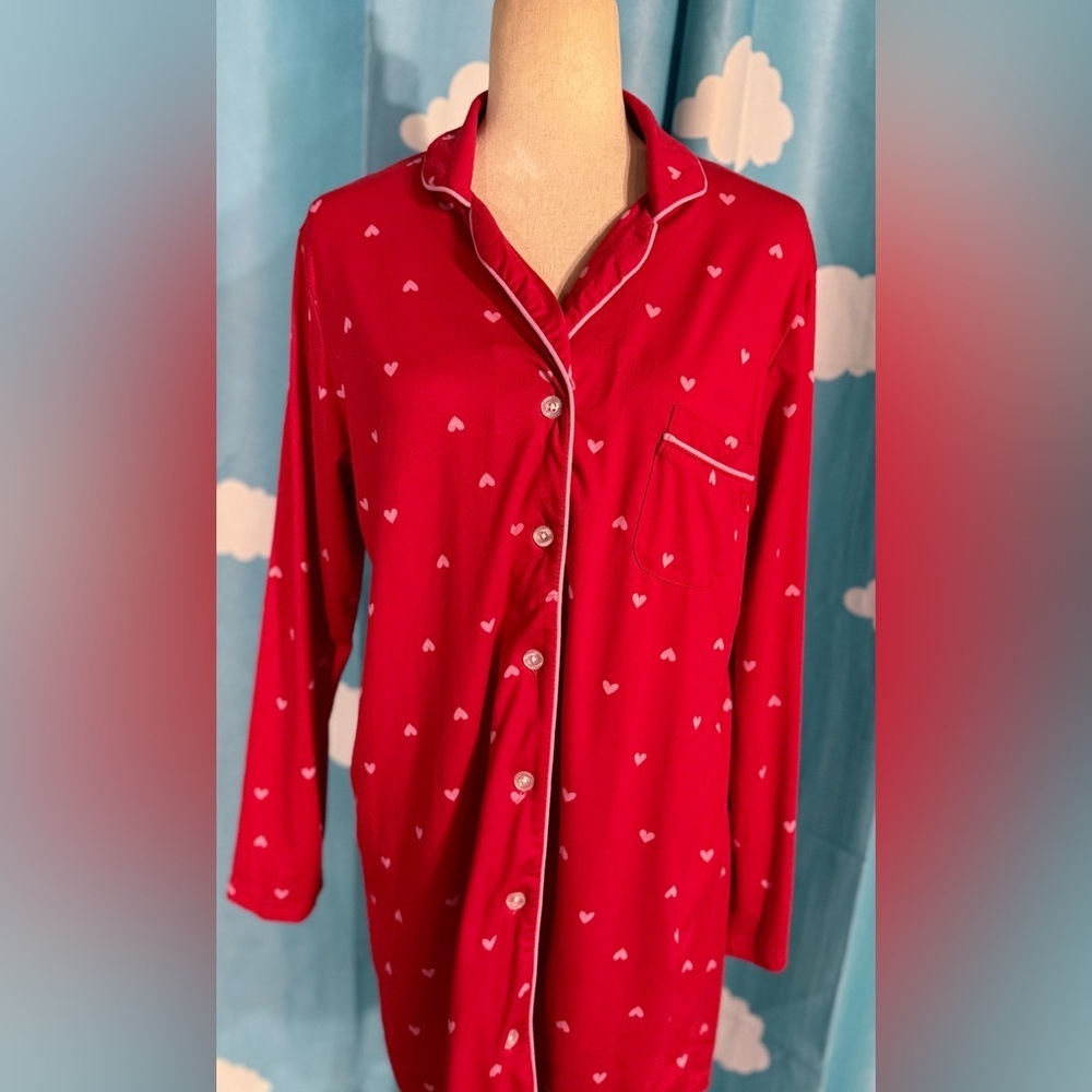 Laura Ashley hearts valentine pajama shirt, nightgown, sleepwear. S-M - Picture 5 of 7